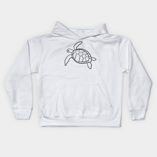 Stick drawn sea turtle Kids Hoodie